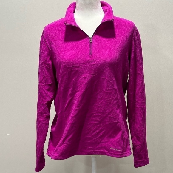 Eddie Bauer Womens Fleece Pink 1/4 Zip Pullover Size Medium - Picture 1 of 4
